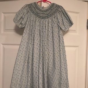 Flowered girls smocked dress